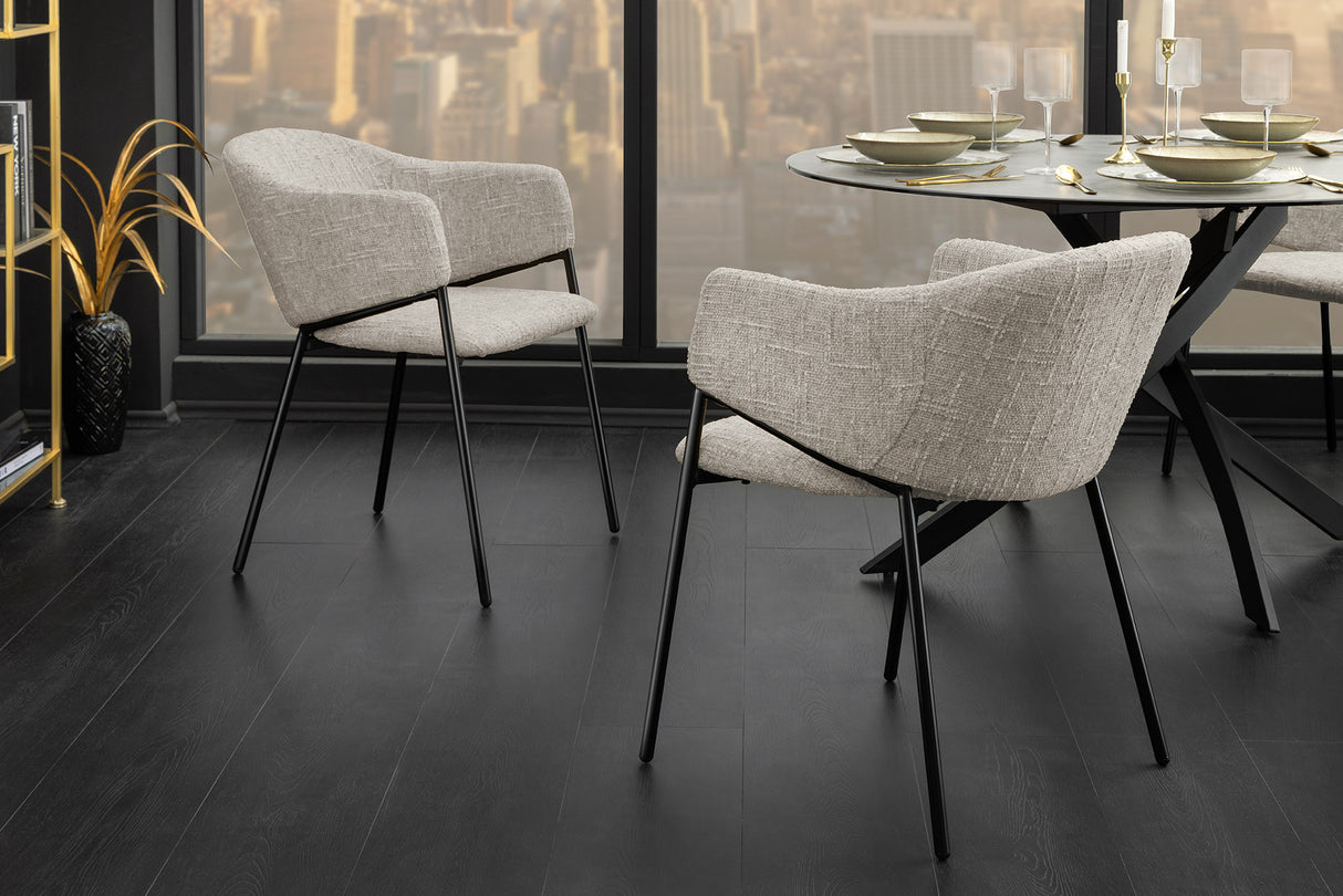 Chair NOBLESSE w/ armrests beige black legs