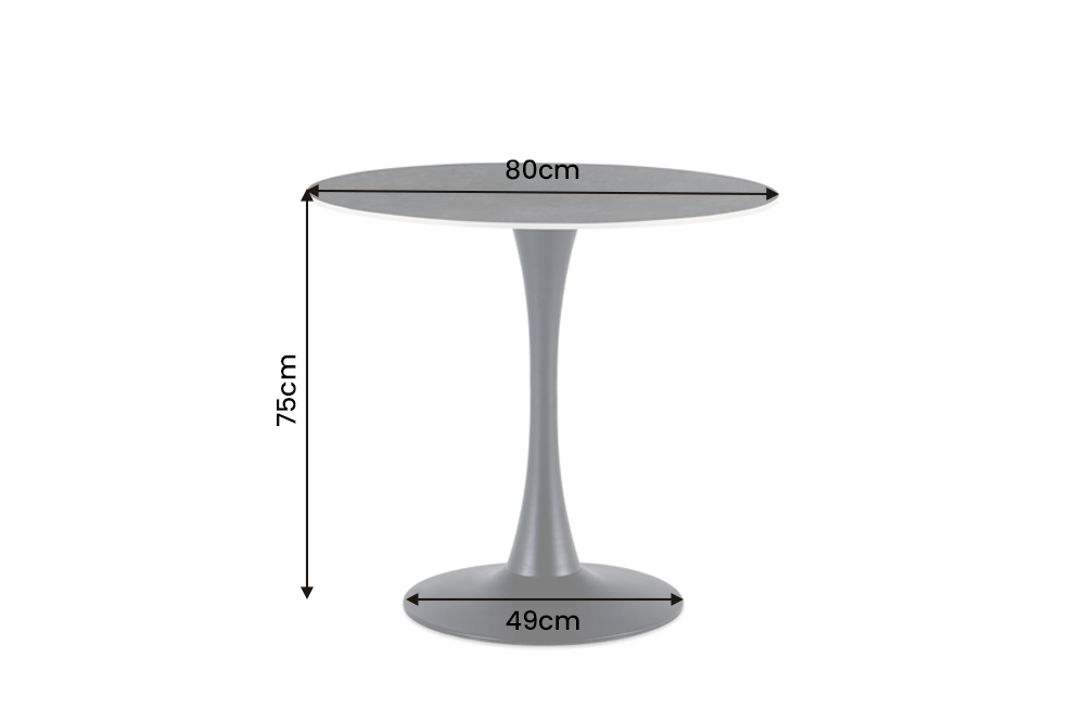 Bistro table LYON 80cm round ceramic grey