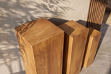 Decoration pillar MAKASSAR 60-80cm set of 3 mango wood brown honey finish