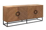 Sideboard GRANDEZZA 180cm walnut wood look w/ black metal frame