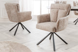 Swivel chair BIG GEORGE 360° with armrests textured fabric champagne greige