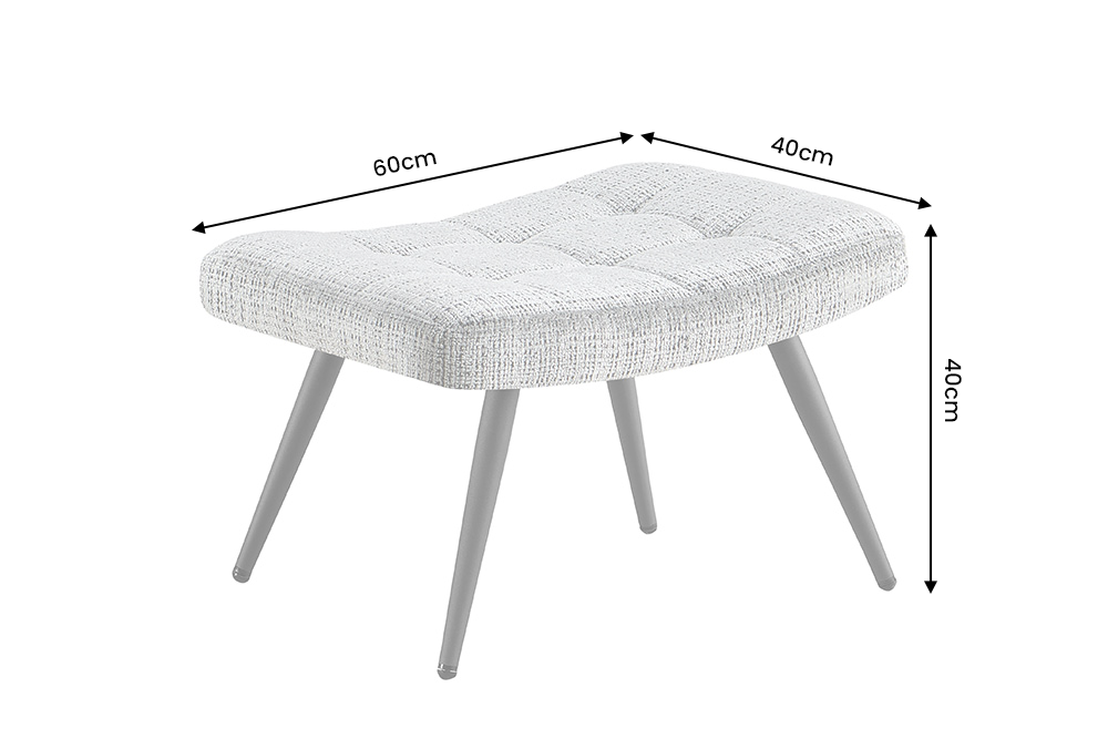 Hocker SCANDINAVIA mit schwarzen Metallbeinen Chenille-Stoff grün
