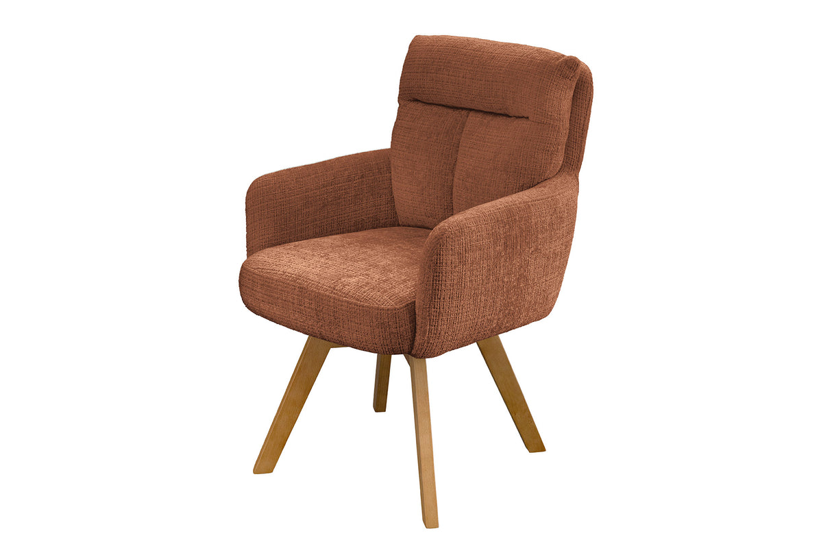 Drehstuhl BIG GEORGE mit Armlehnen, Chenille-Stoff, rostbraun, drehbar
