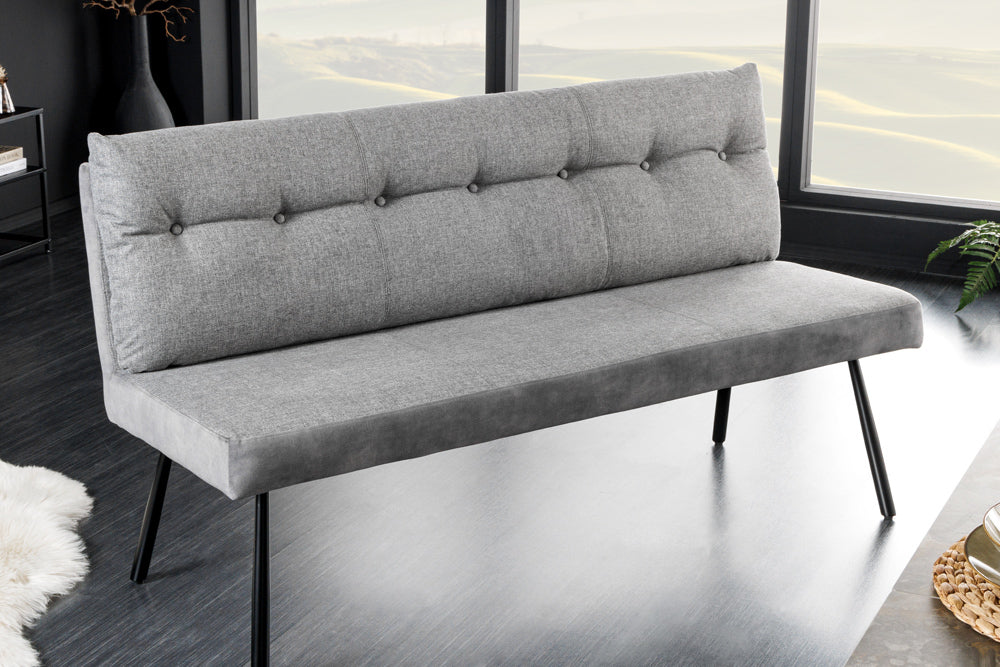Bench BIG GEORGE 160cm flat woven fabric spring core velvet grey