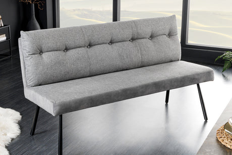 Bench BIG GEORGE 160cm flat woven fabric spring core velvet grey