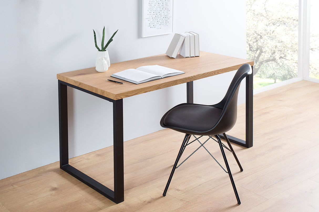 Büroschreibtisch OAK DESK 120cm Eiche schwarz Eisengestell 