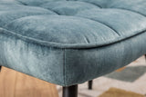 Stool SCANDINAVIA 40cm stitched seat velvet petrol w/ black metal legs