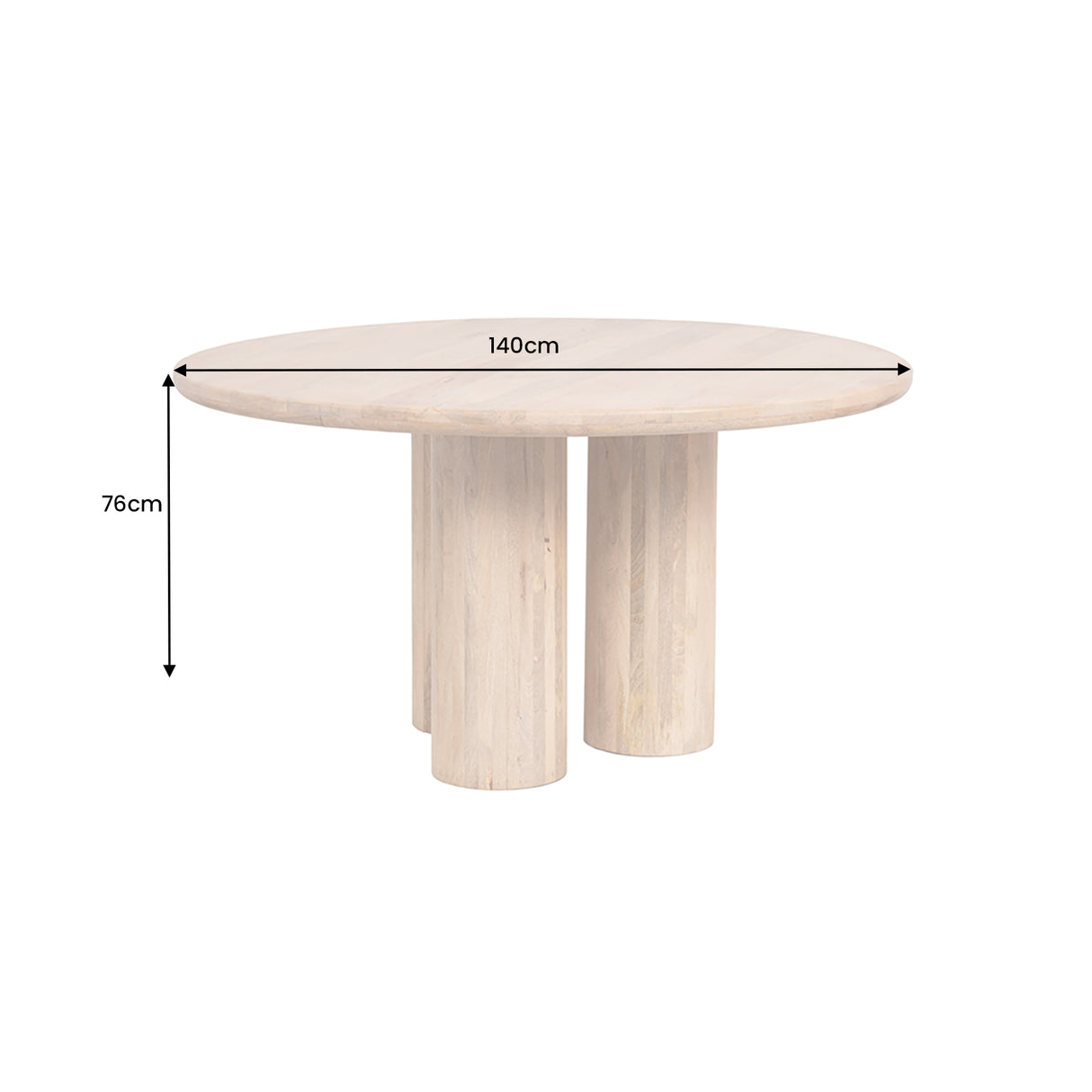 Dining table ART DECO Ø 140cm round natural massive mango wood