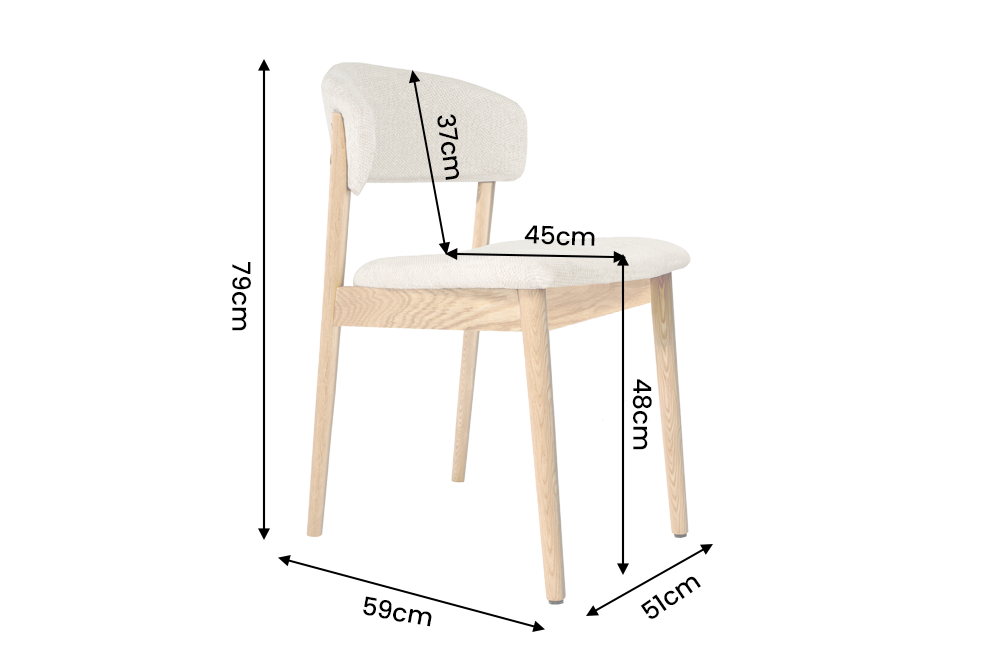 Chair VALHALLA WOOD textured fabric creamy and oak wood natural