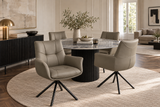Drehstuhl SIGNATURE 360° drehbar m. Armlehnen Federkern Leder taupe
