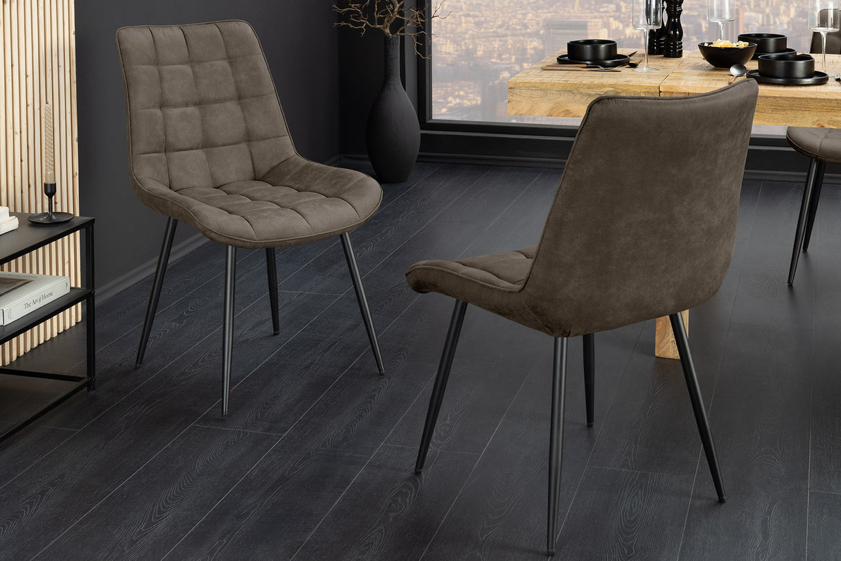 Stuhl ROADSTAR Microfaser taupe mit schwarzen Metallbeinen