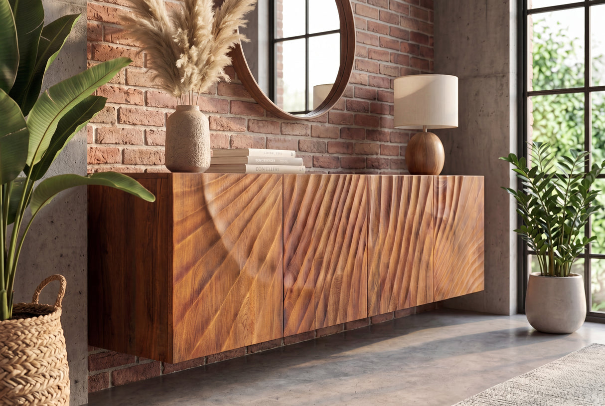 Sideboard SCORPION 180cm 3D hanging mango wood brown