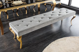 Bench MODERN BAROCK 170cm velvet grey golden legs