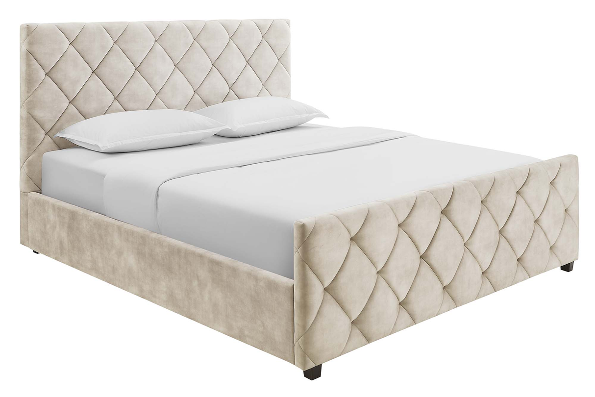 Bett ELYSIUM 160x200cm mit Stauraum Samt champagner