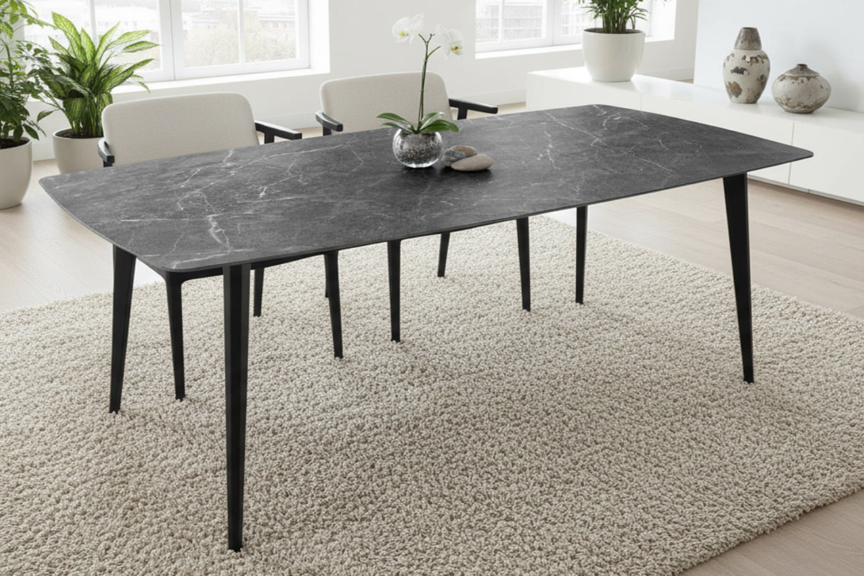 Dining table MILANO 160cm ceramic anthracite marble