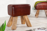 Stool BOCK 40cm genuine leather and mango wood brown