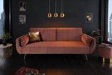 Sofa bed DIVANI 215cm with armrests velvet dusky pink