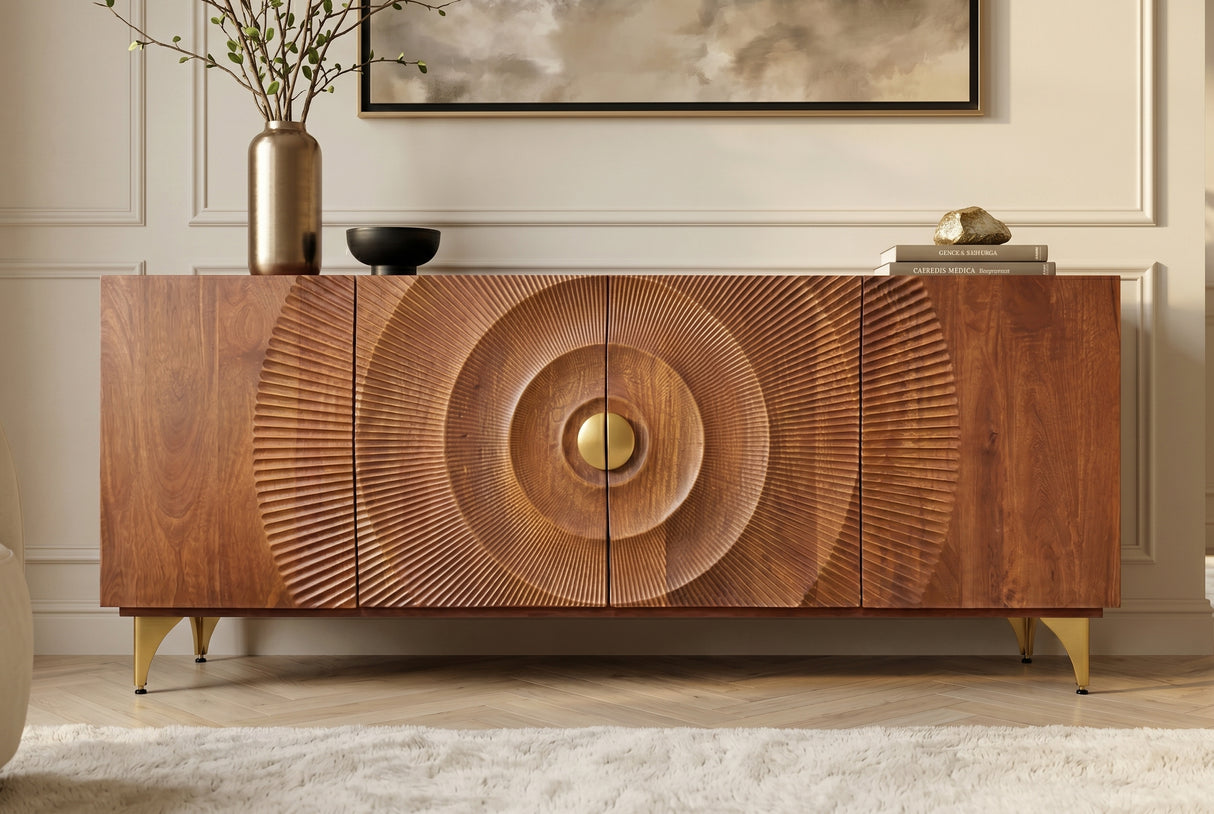 Sideboard GOLDEN SUNSET 180cm 3T Mangoholz braun