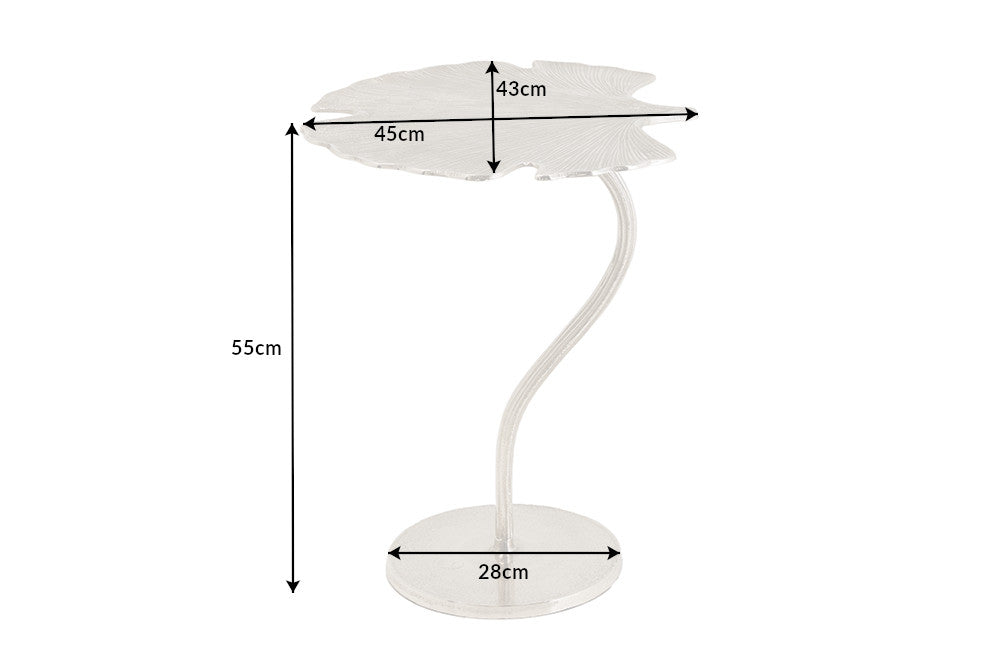 Side table GINKGO LEAF 53cm silver