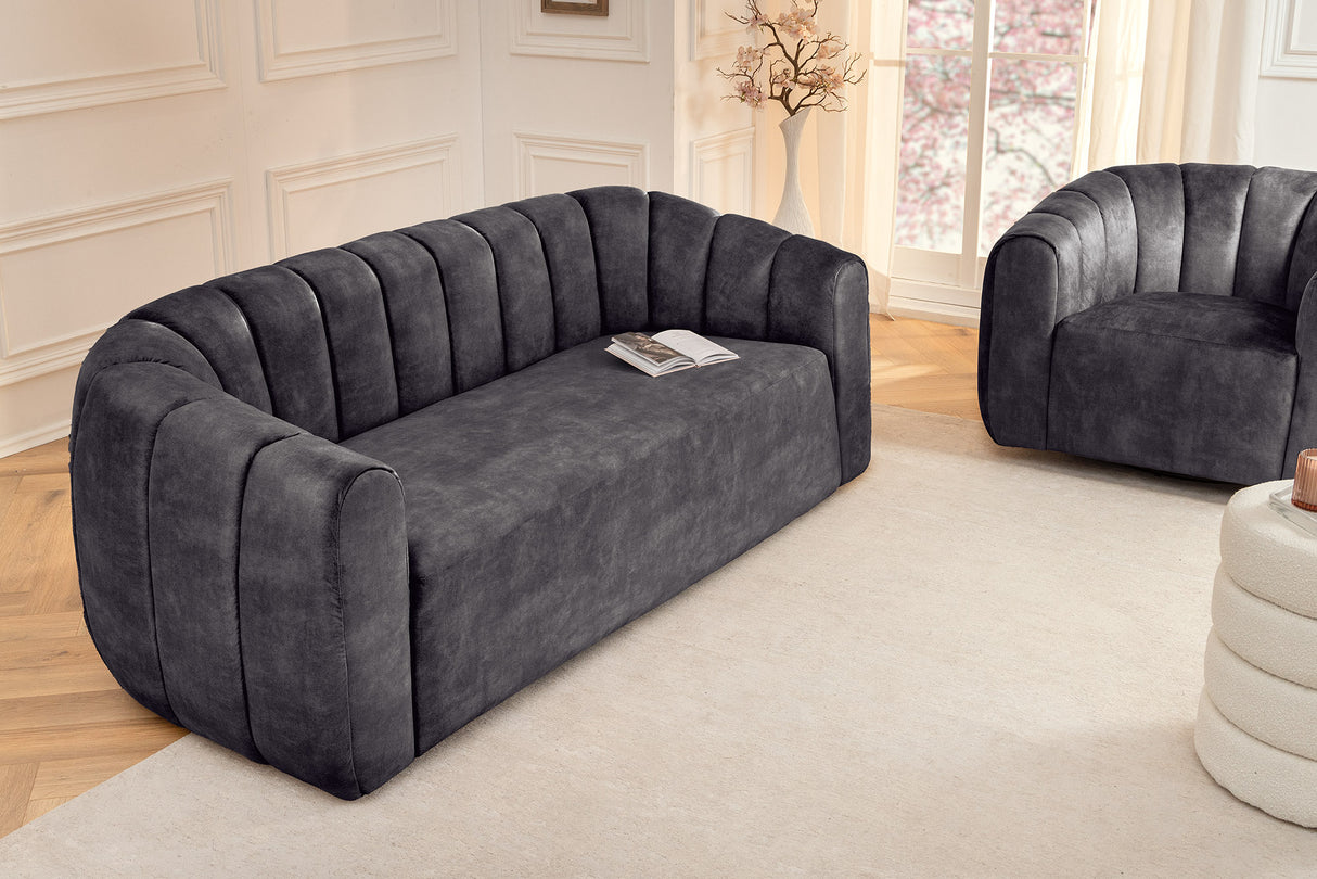 Sofa BABYLON 200cm 3-Sitzer Samt anthrazit