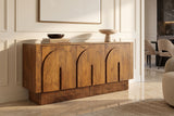 Sideboard ARCADIA 160cm arched front fluted pedestal base mango wood brown