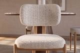 Chair BELLANO chenille creamy beige w/ oak coloured metal legs