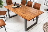 Dining table GENESIS 180cm 35mm acacia wood brown w/ black iron frame