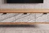 TV-Board ORGANIC 160cm hanging acacia wood natural w/ stone look front