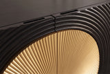 Highboard AURUM 120cm textured front gold circle accent mango wood black gold metal feet