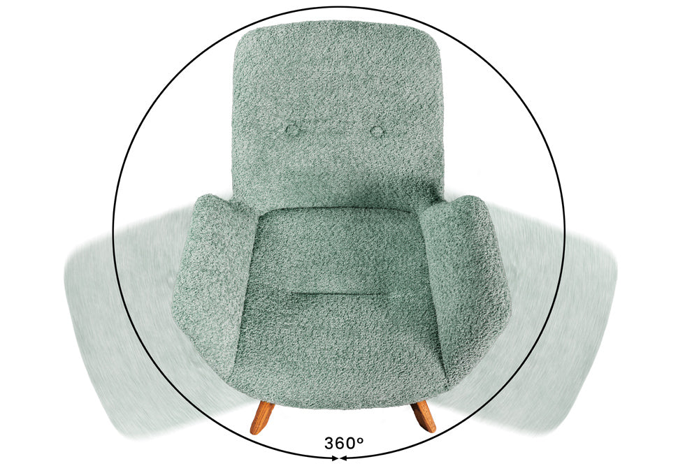 Drehstuhl BALTIC 360° drehbar Bouclé mint mit Eichenbeinen natur
