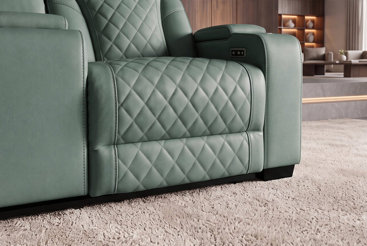 Cinema armchair HOLLYWOOD 2-seater electrically adjustable artificial leather sage