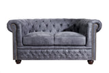Sofa CHESTERFIELD 2-Sitzer Antikoptik Mikrofaser grau 