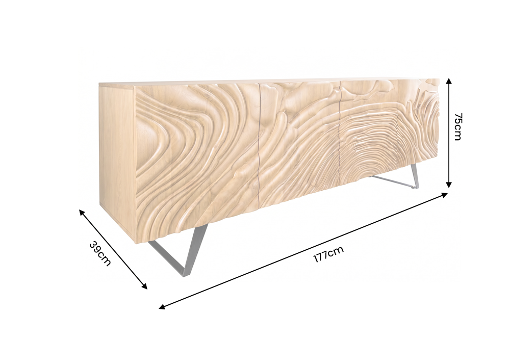 Sideboard FLUID 175cm 3D mango wood creamy