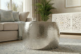 Coffee table ORIENT 60cm hammer stroke effect silver