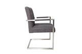 Cantilever chair BIG ASTON with armrests and brushed stainless steel legs microfibre vintage grey