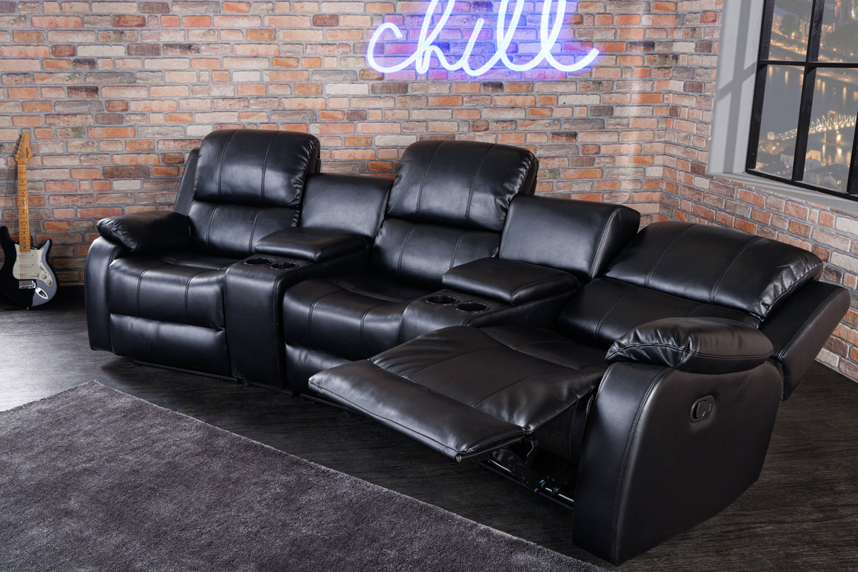 Cinema armchair HOLLYWOD 3-seater artificial leather black