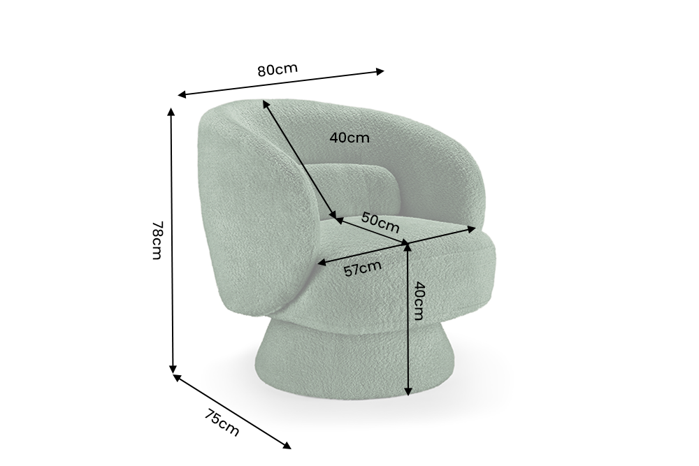 Armchair BOSSA NOVA 360° rotatable bouclé green