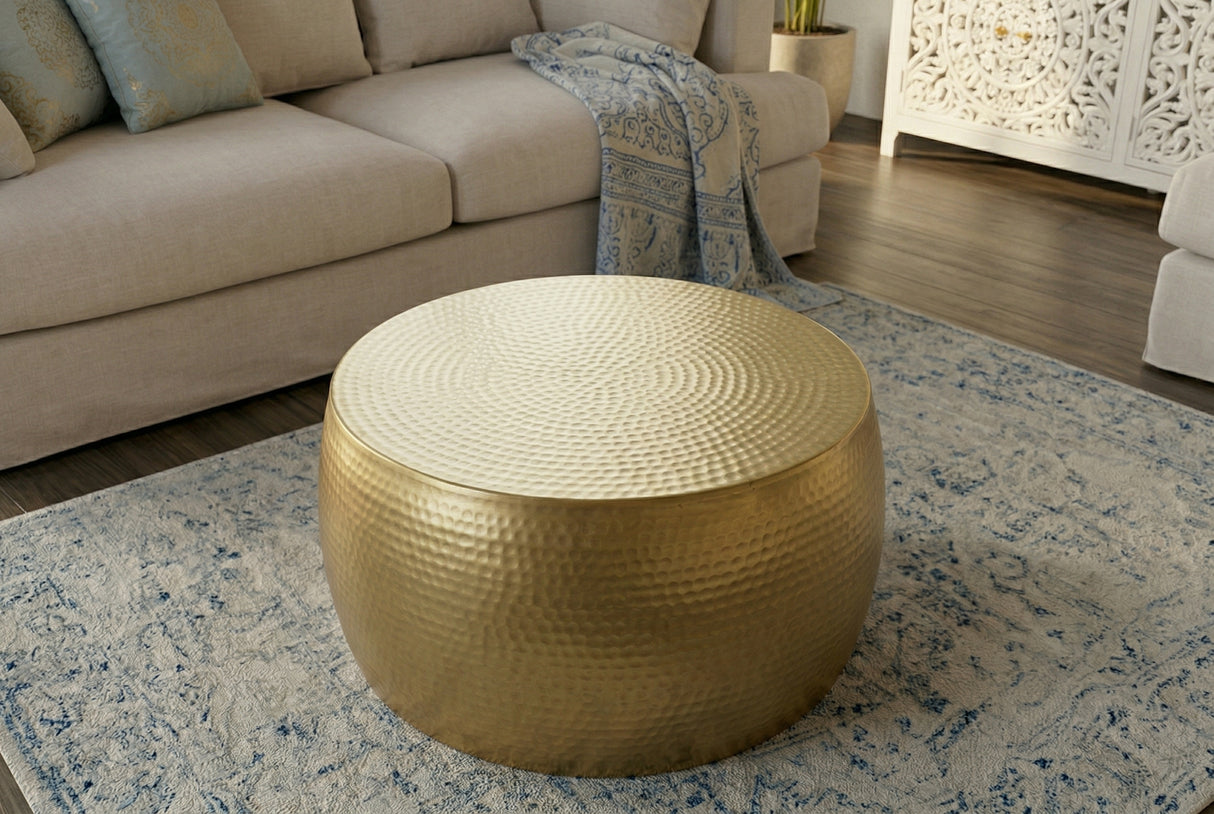 Couchtisch ORIENT II 60cm mit Hammerschlageffekt gold