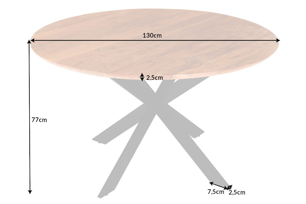 Dining table GALAXIE Ø 130cm round 25mm acacia wood