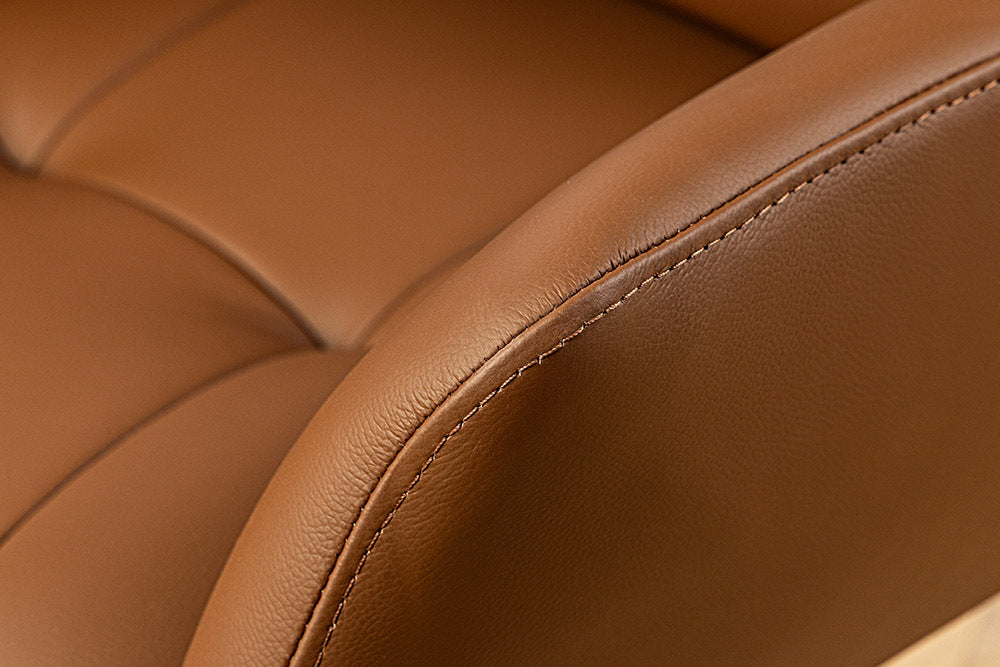 Swivel chair SIGNATURE 360° w/ armrests spring core leather cognac rotatable