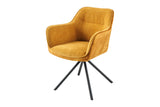 Swivel chair VERONA textured cloth and velvet mustard yellow