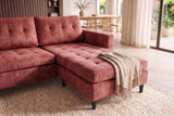 Corner sofa STOCKHOLM 220cm 3-seater w/ ottoman button tufted look velvet dusky pink