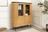 Highboard ATELIER 140cm natural oak wood look w/ black legs