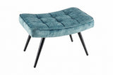 Stool SCANDINAVIA 40cm stitched seat velvet petrol w/ black metal legs