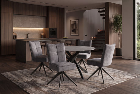 Swivel chair LUGANO 360° auto-return 150 kg load capacity spring core velour velvet grey black