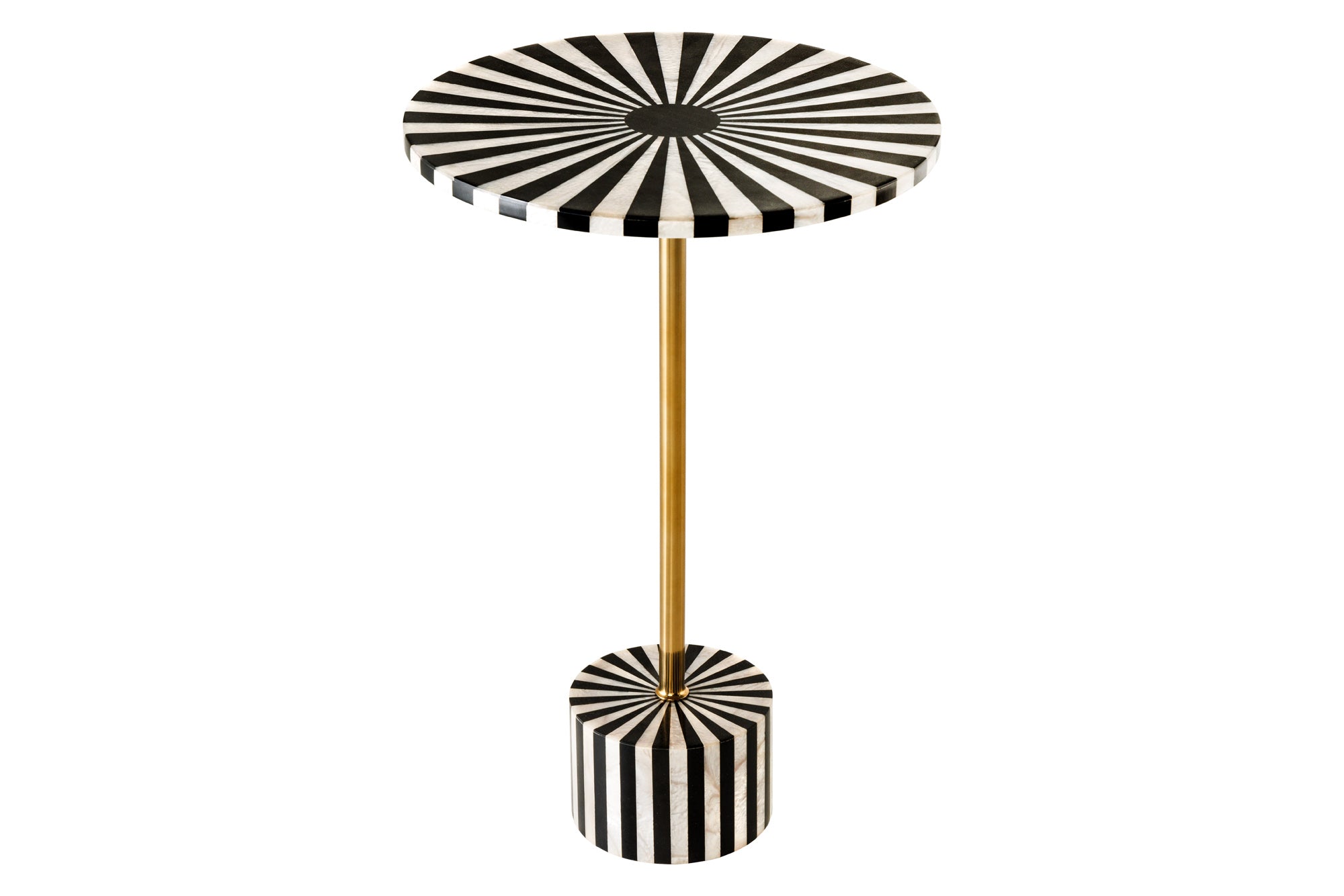 Living - Masă laterală HARMONY NATURE 55cm negru alb auriu