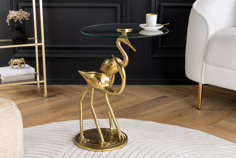 Side table WILDLIFE CRANE 55cm gold