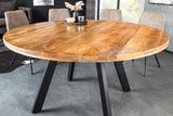 Dining table IRON CRAFT Ø 140cm round mango natural w/ black metal legs