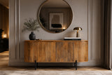 Sideboard GATSBY 160cm retro style mango wood natural