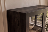 Highboard GOLDEN SUNSET 180cm 3D w/ glass doors mango wood black gold